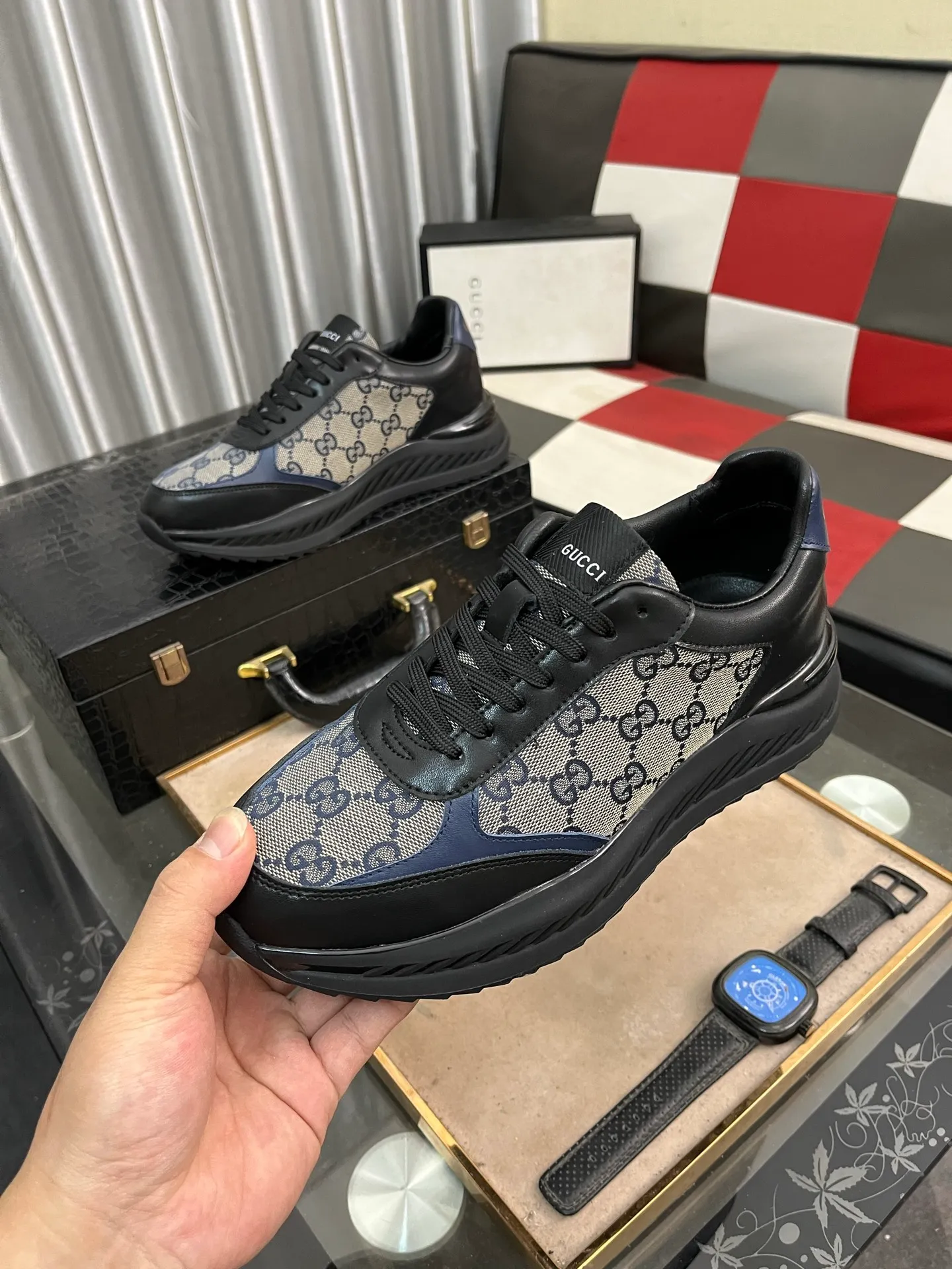 Men's shoes 💰458⌚️⌚️[GUCCI] The latest trendy men's casual shoes, the fabric is made of embossed cowhide imported from Italy, comfortable sheepskin lining + feet, the original outsole is wear-resistant and non-slip, high-level version, size: 38-444️⃣Colors available
